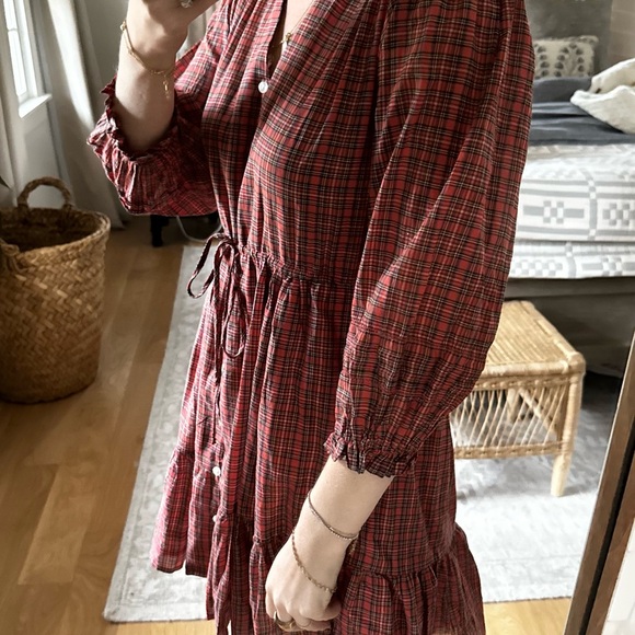 Red Plaid Button-Down Dress - Picture 10 of 11